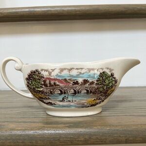 Crown Ducal bridges gravy boat multi color
